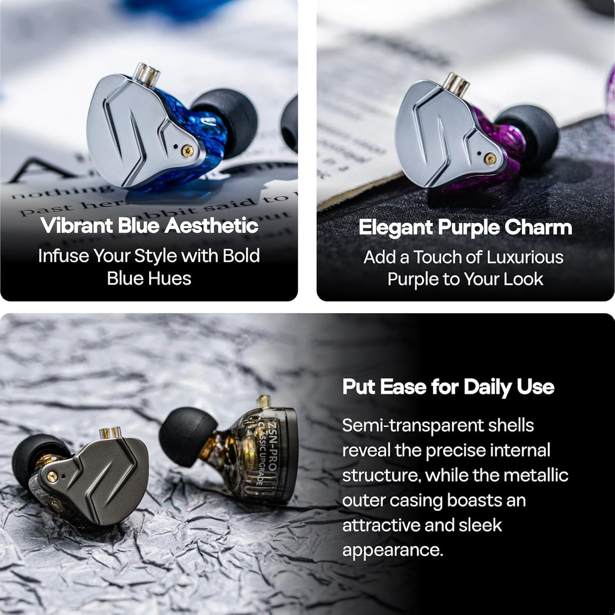 KZ ZSN Pro Dual Driver 1BA+1DD Hybrid Metal Hifi In-Ear Monitor