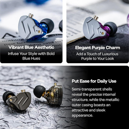 KZ ZSN Pro Dual Driver 1BA+1DD Hybrid Metal Hifi In-Ear Monitor