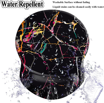 Wrist Mouse Pad, Black Marble, Non-Slip Ergonomic with Gel Wrist Rest