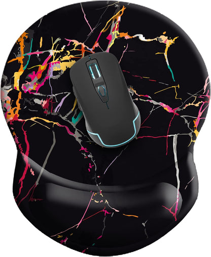 Wrist Mouse Pad, Black Marble, Non-Slip Ergonomic with Gel Wrist Rest
