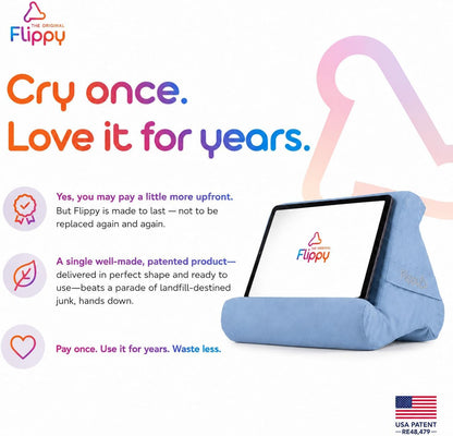 Original Tablet Pillow Stand & Ipad Holder, Gift for Book Lovers & Readers, Multi-Angle Stand with Storage for Lap, Desk & Bed, Compatible with Kindle, Fire, Ipad & Samsung, Bluehue 4.0